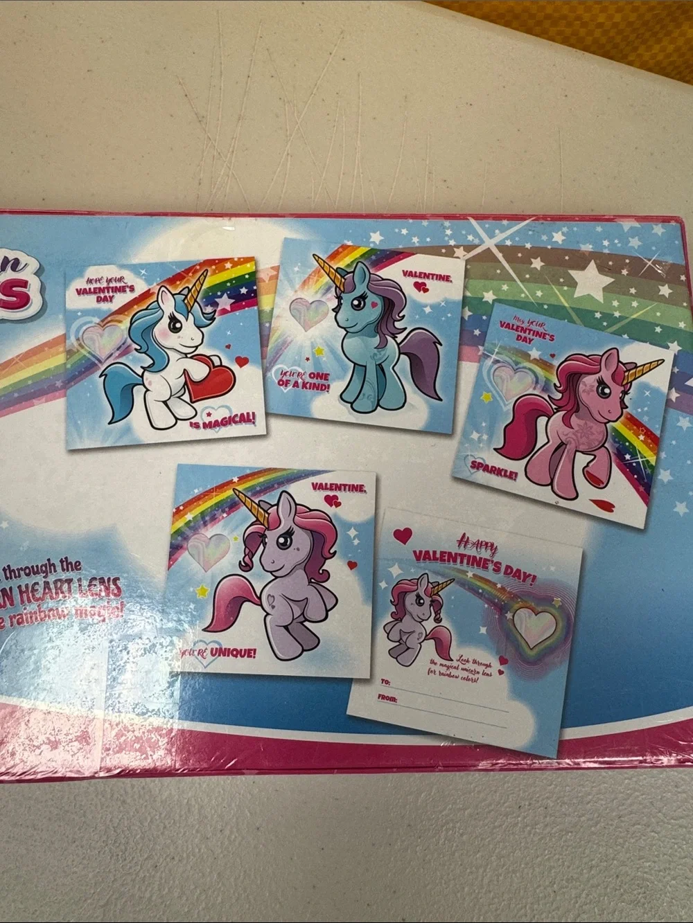 Rainbow Unicorn Valentines Unicorn Heart Lens Valentine Cards - Sparkle Design